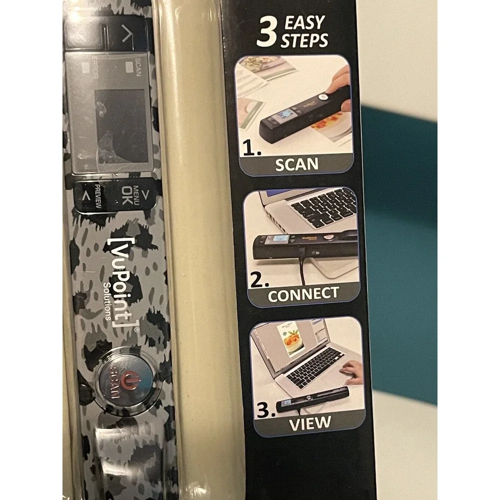 VuPoint,Magic Wand III Portable Scanner White/Grey Leopard, ST442GLP New (24)